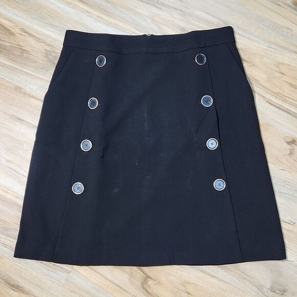 🔸️🔺️NWT Catherine Malandrino Black Buttoned Front Skirt w/Pockets Size 10 - Picture 1 of 10